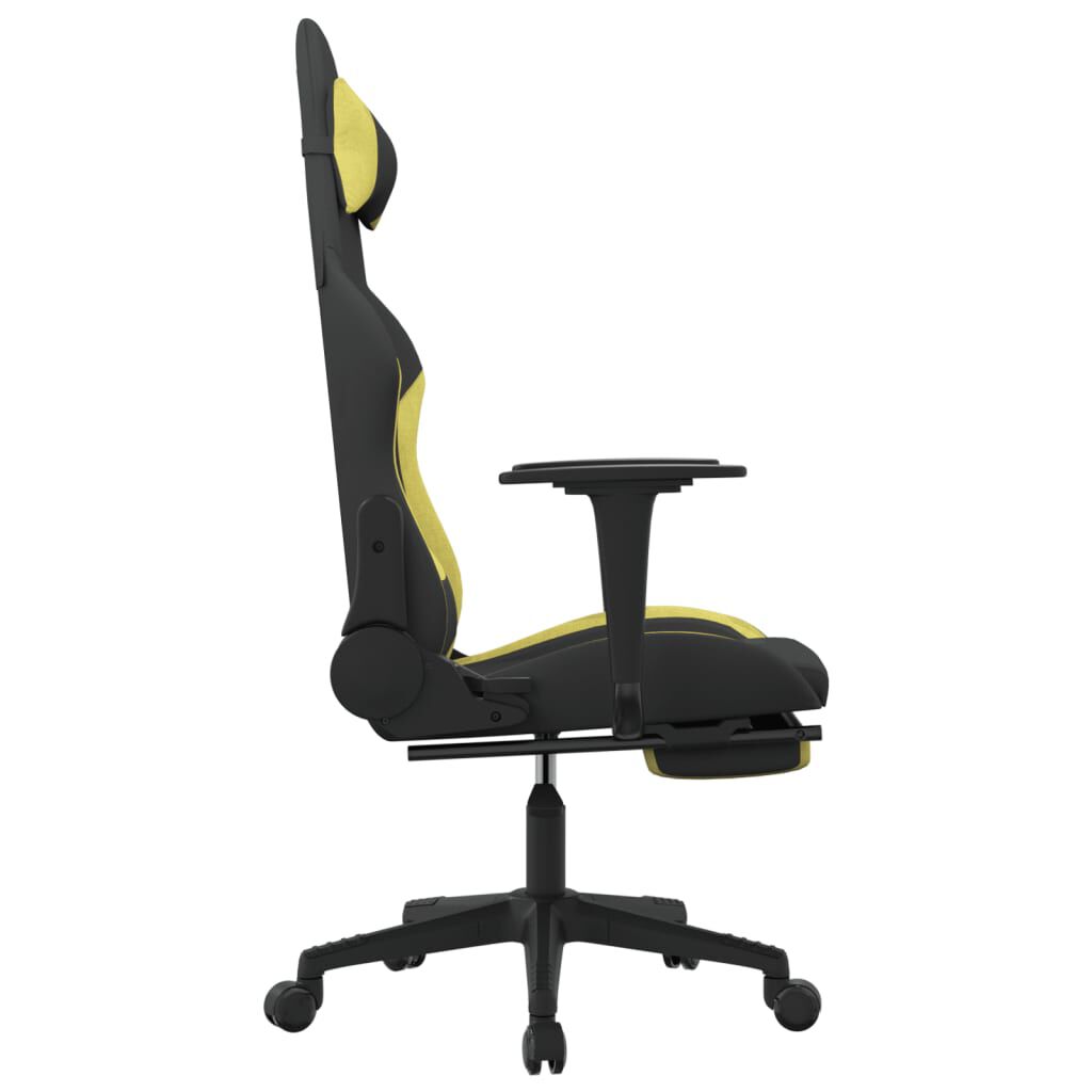 vidaXL Gaming stoel met voetenbank, zwart en lichtgroen, stof