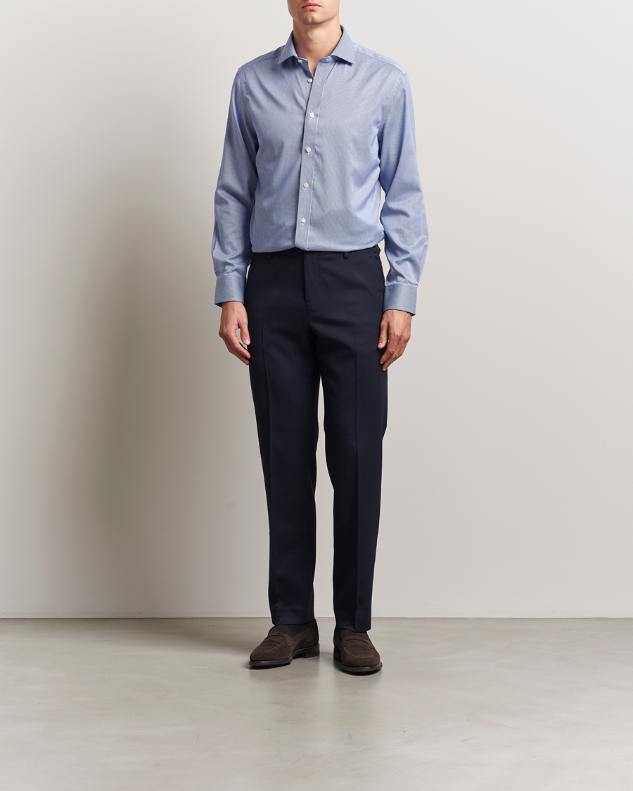 Charles Tyrwhitt Slim Fit Non Iron Puppytooth Shirt Royal Blue