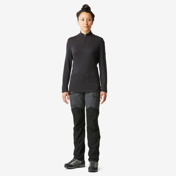 Decathlon Forclaz - Camisa feminina de manga comprida Forclaz MT500 em lã merino