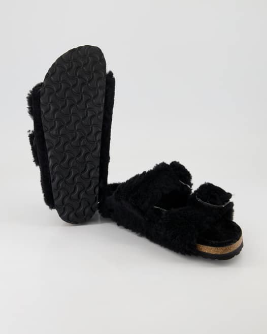 Birkenstock Arizona Big Buckle Teddy River Pantoletten in Schwarz