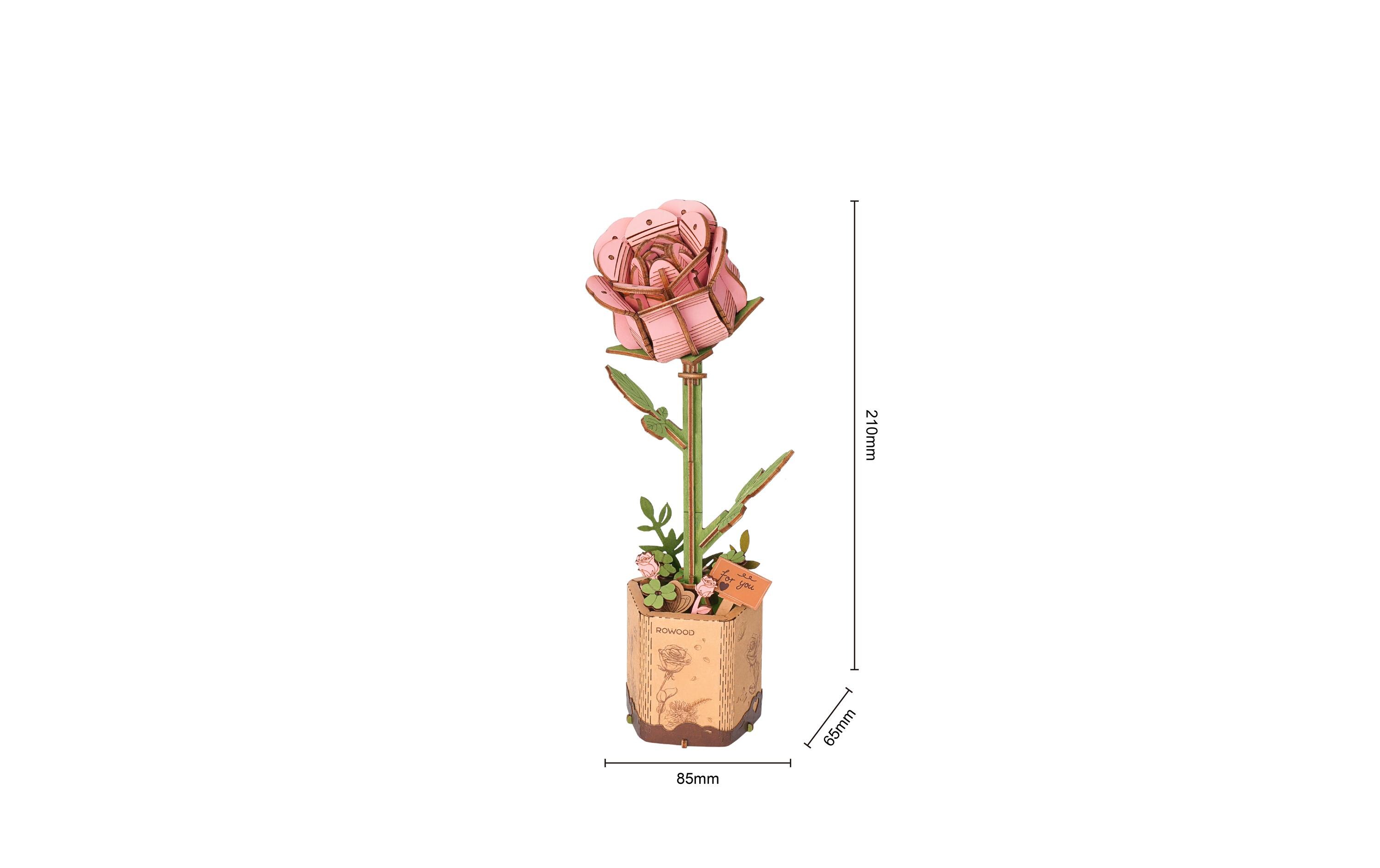 Bausatz Pink Rose 104-teilig3D-Puzzle aus lasergeschnittenen Holzteilen