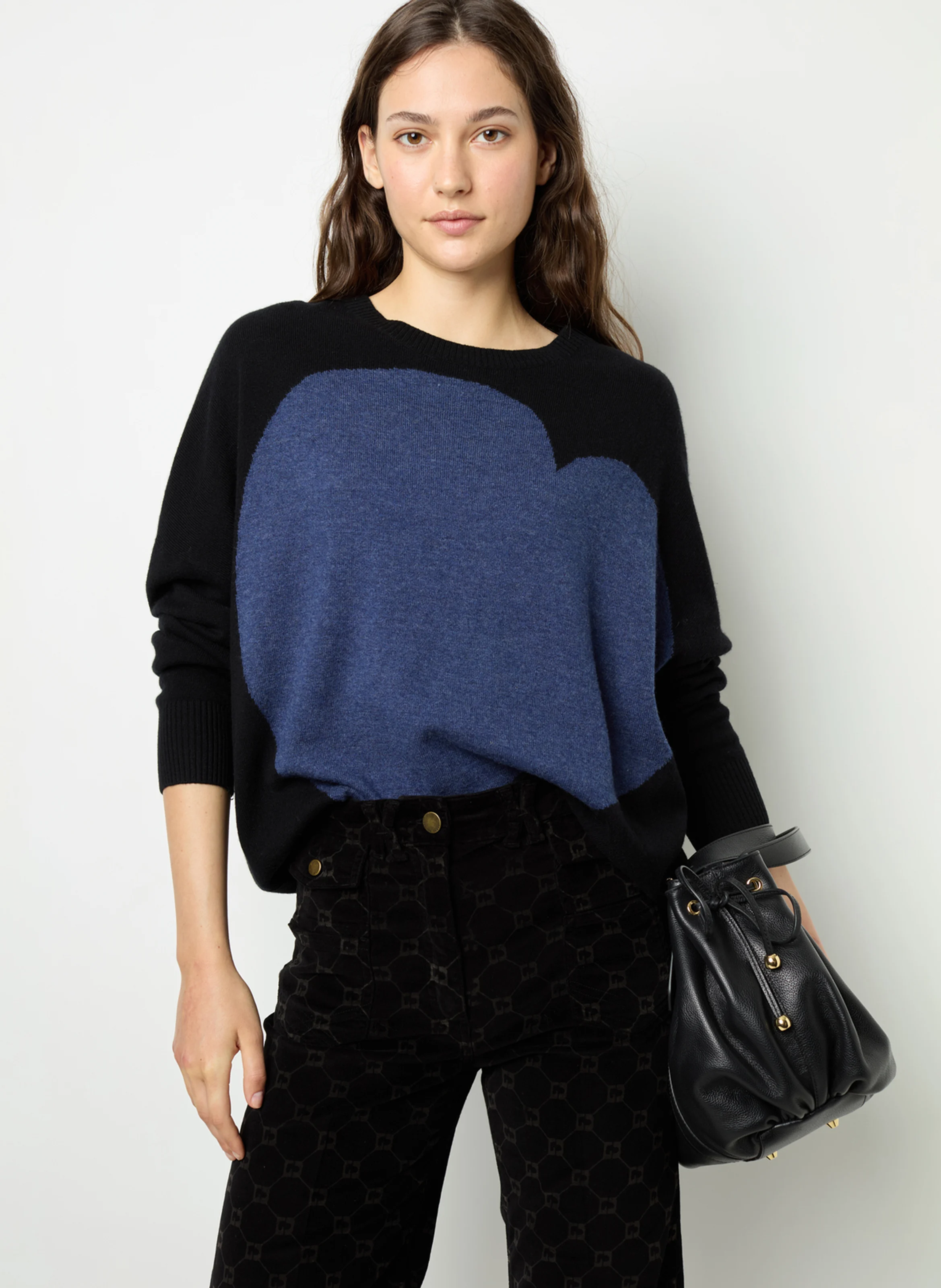 JORDANE - Pull col rond en laine | Bleu