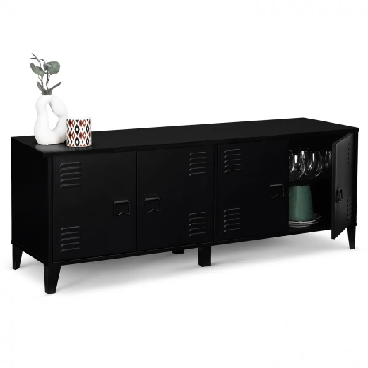 Idmarket market Buffet Bas ESTER 4P - Noir