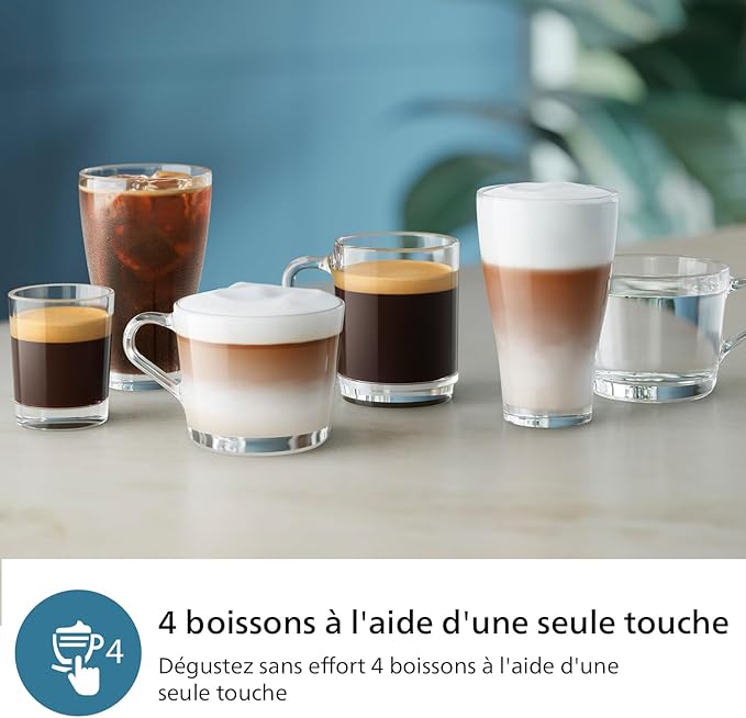 Philips machine à expresso entièrement automatique série 2300-4 Boisson, noir mat