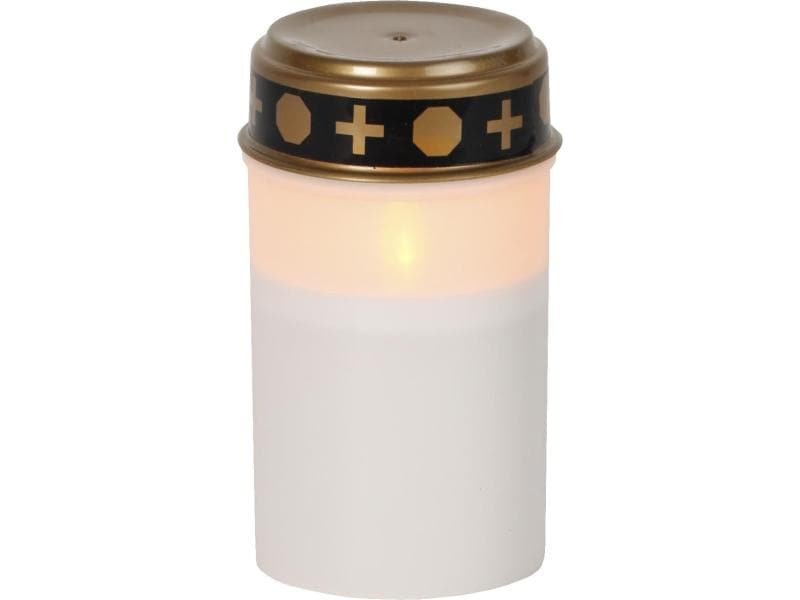 Star Trading LED Grabkerze Serene Ø 7 x 12 cm, Weiss Outdoor Grabkerze