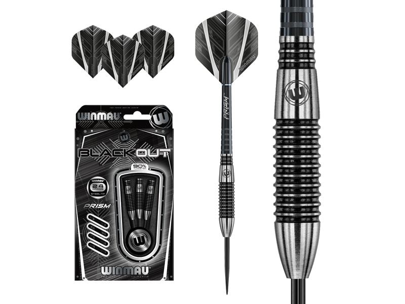 Winmau Dartpfeile Steeldart Blackout 3 Stück Dartpfeile entworfen mit Hilfe 3D-Modeling-Technologie