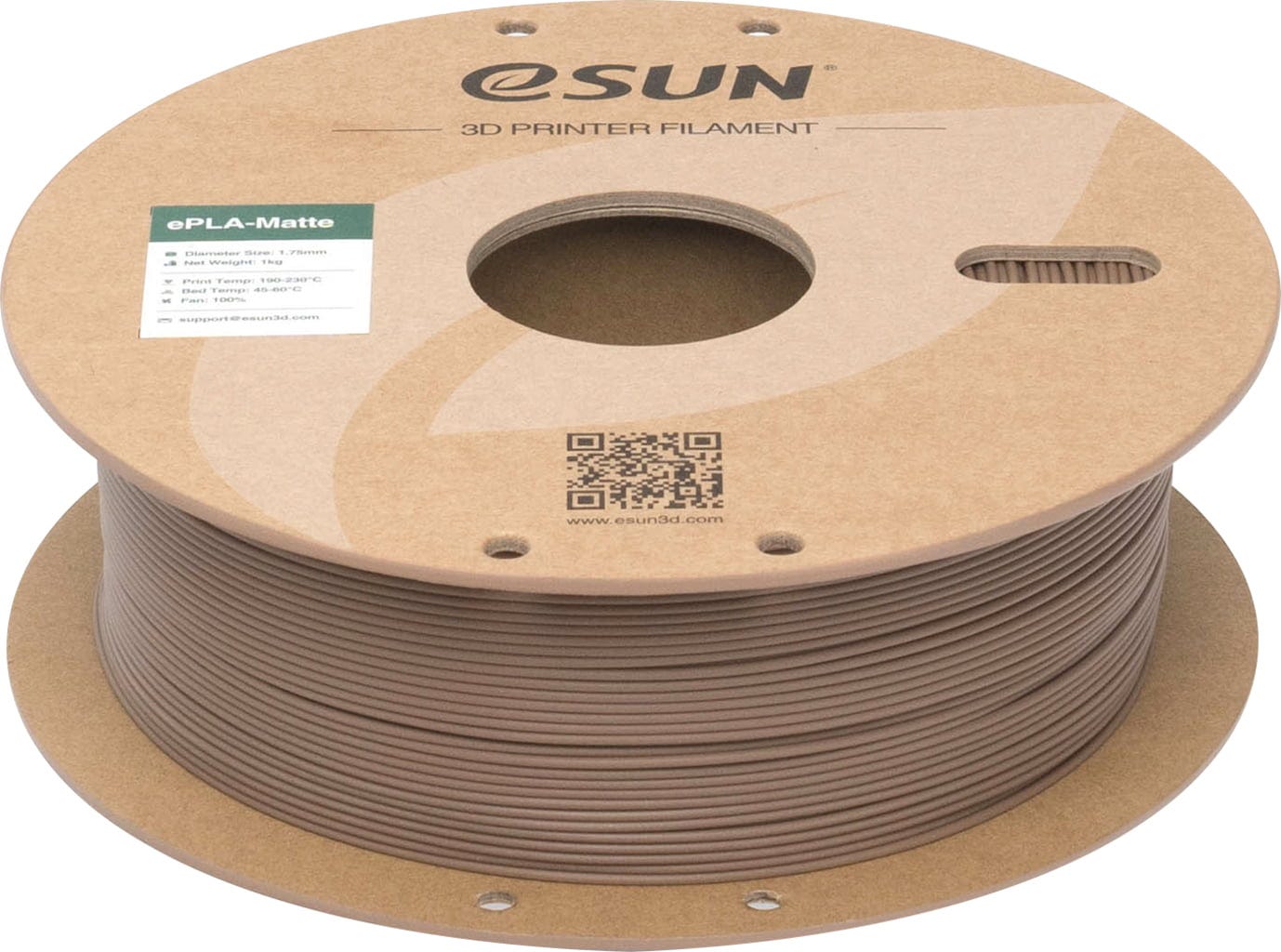eSUN  PLA-Matte Brown, 1,75 mm / 1000 g    Kostengünstiges Filament für Modelle mit matter Oberfläche