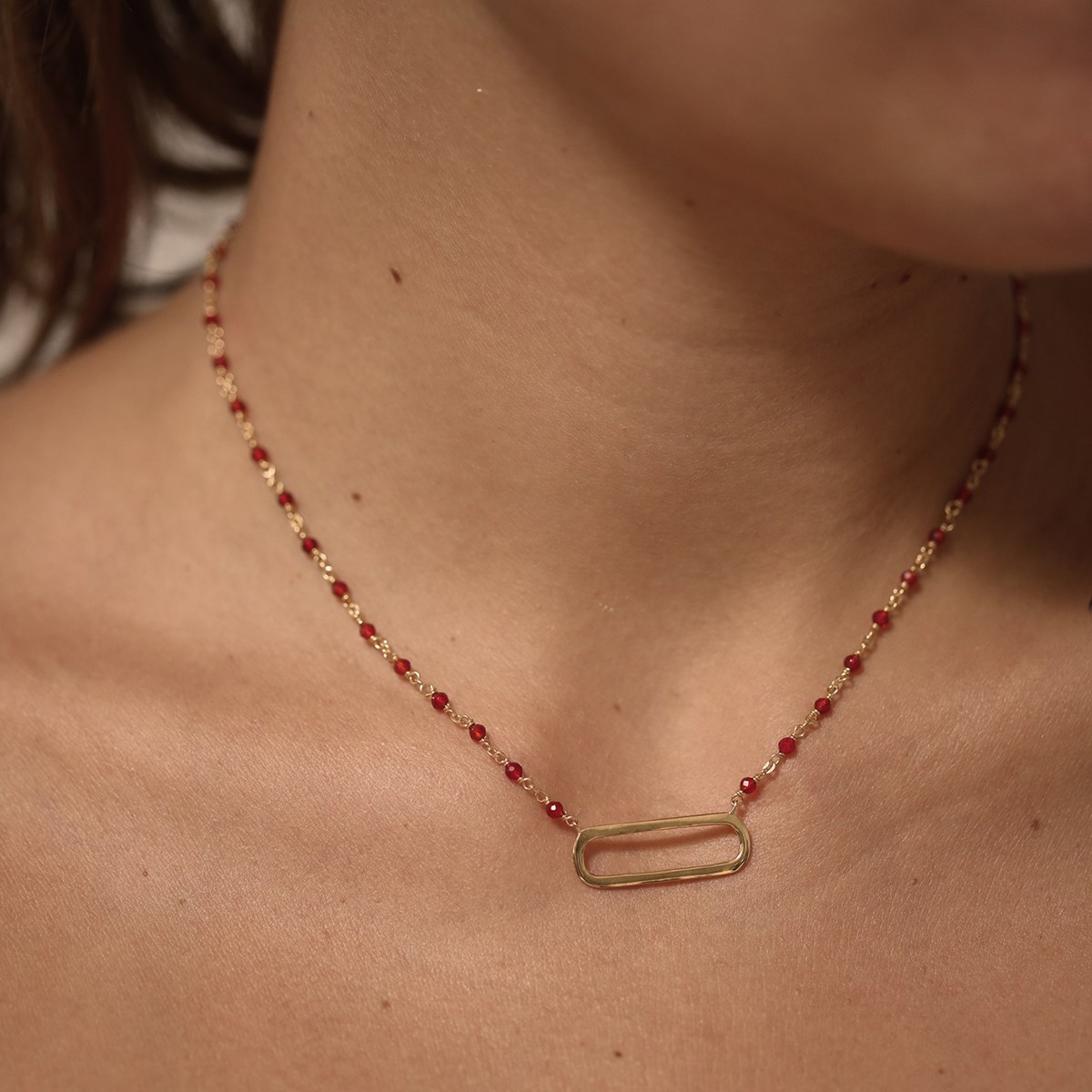 Collier Argent Doré Lingot Et Pierres Naturelles Blanches