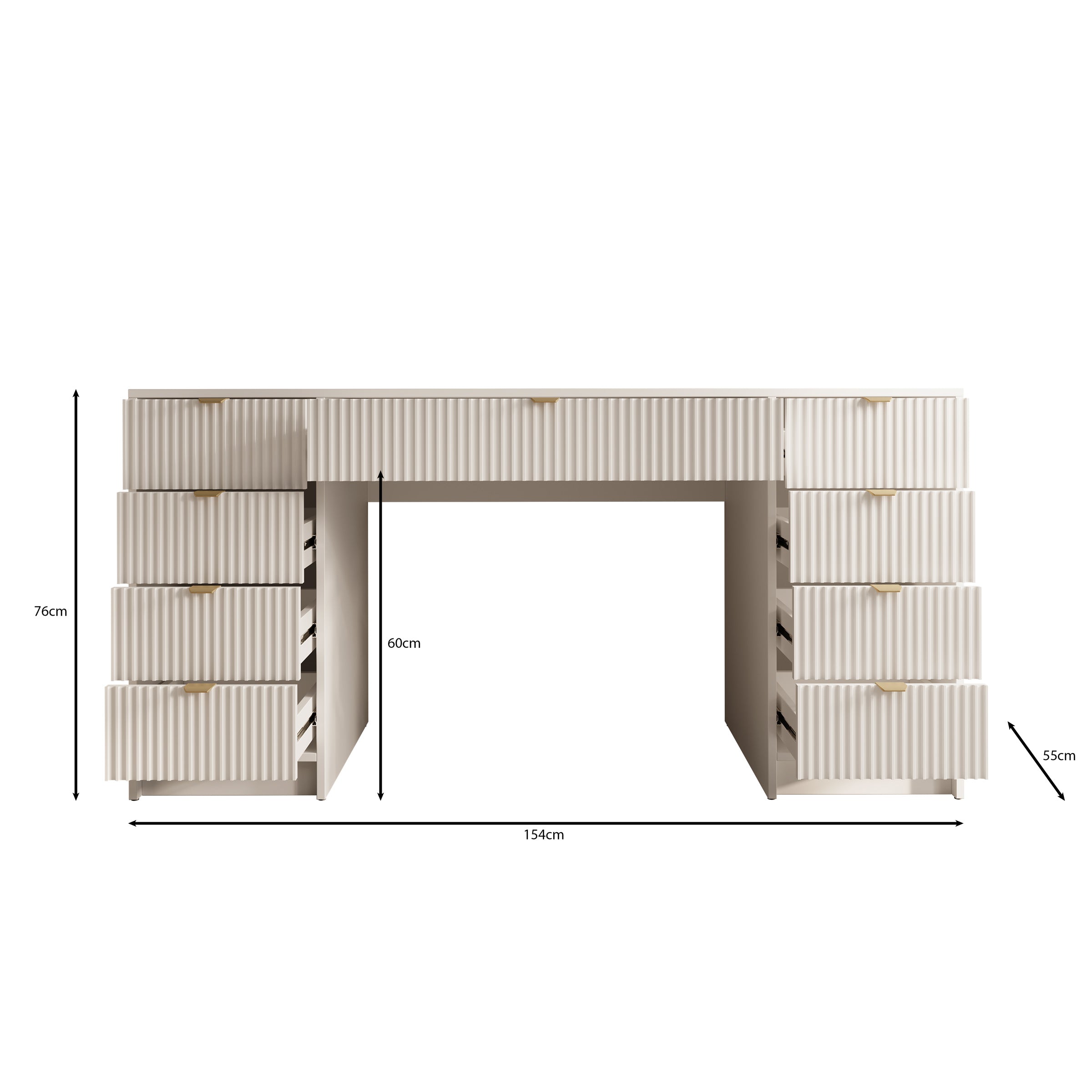 Tavares 2 - Bureau - Wit - 154x55 cm