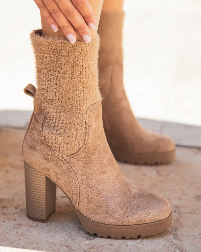 Bottines femme taupe à talon - Louison