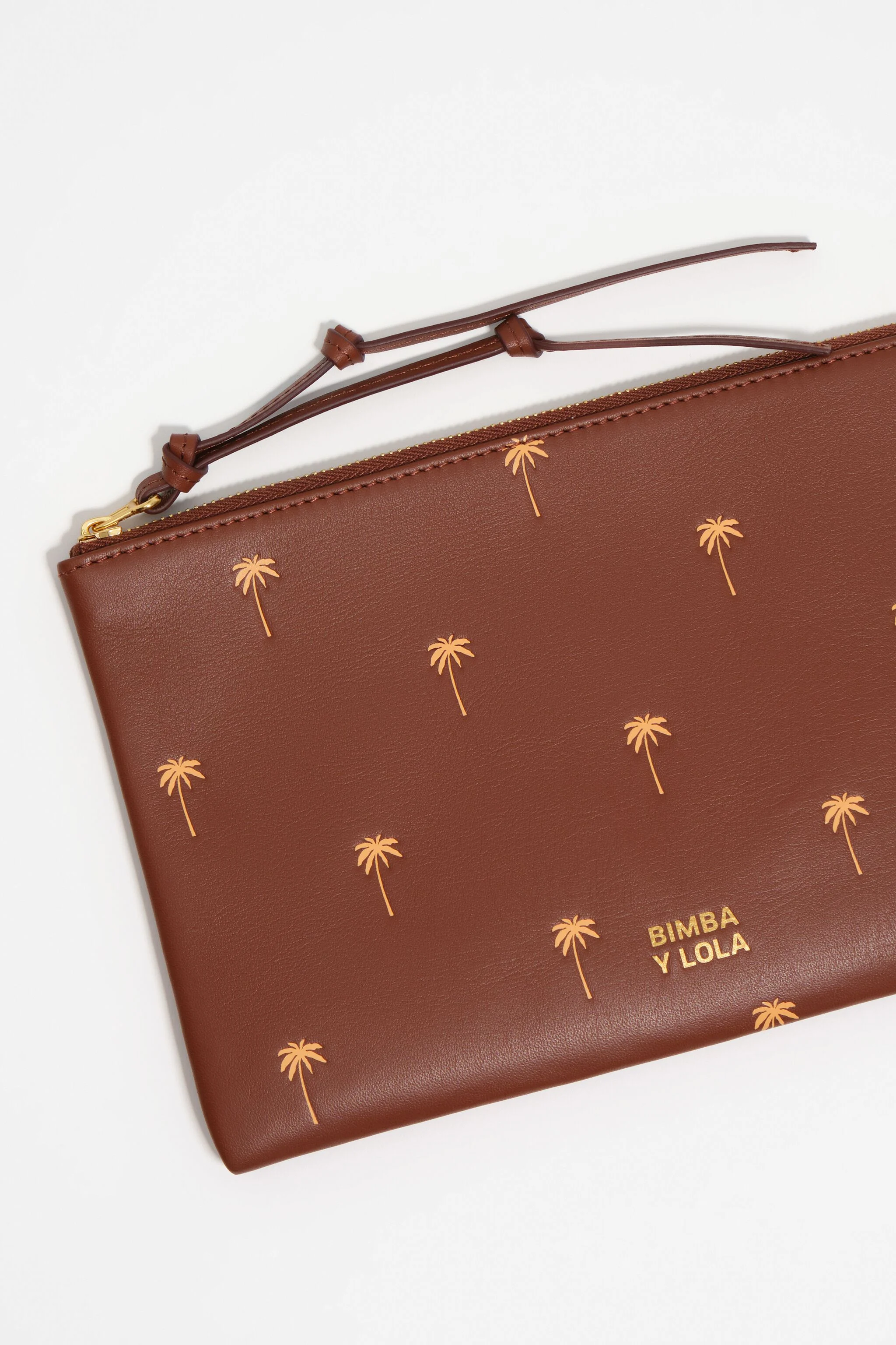 Bolsa Palms grande em couro cor nogueira