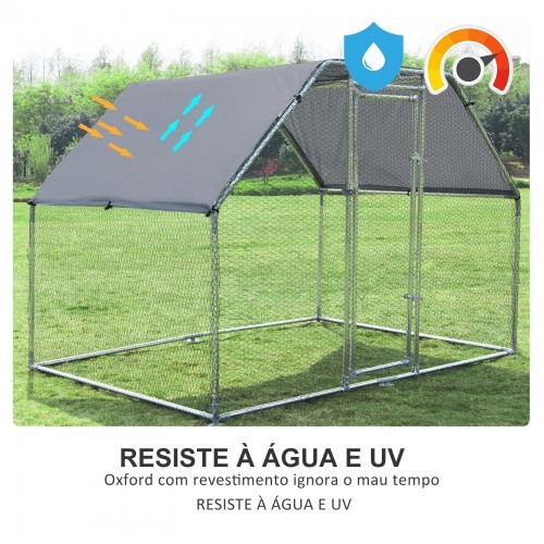 Galinheiro externo prateado para aves.