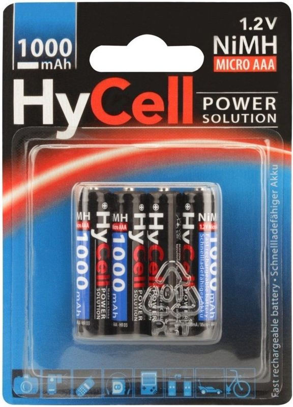 HyCell - Oplaadbare Batterijen - Micro AAA - 4 Stuks - NiMH 1000 mAh