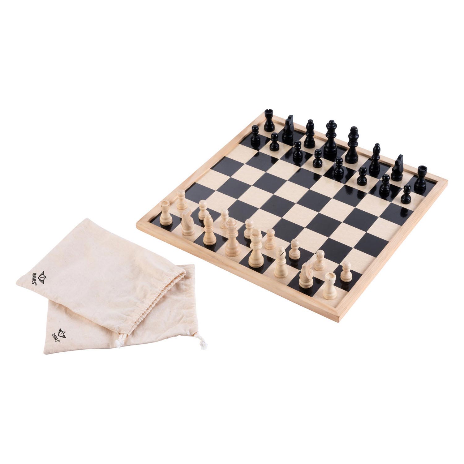 Schaak- & Damset met Katoenen Tas