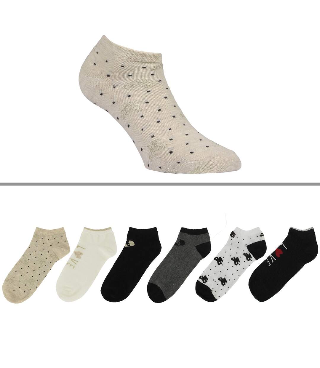 Chaussettes courtes Lulu Castagnette femme lot de 6