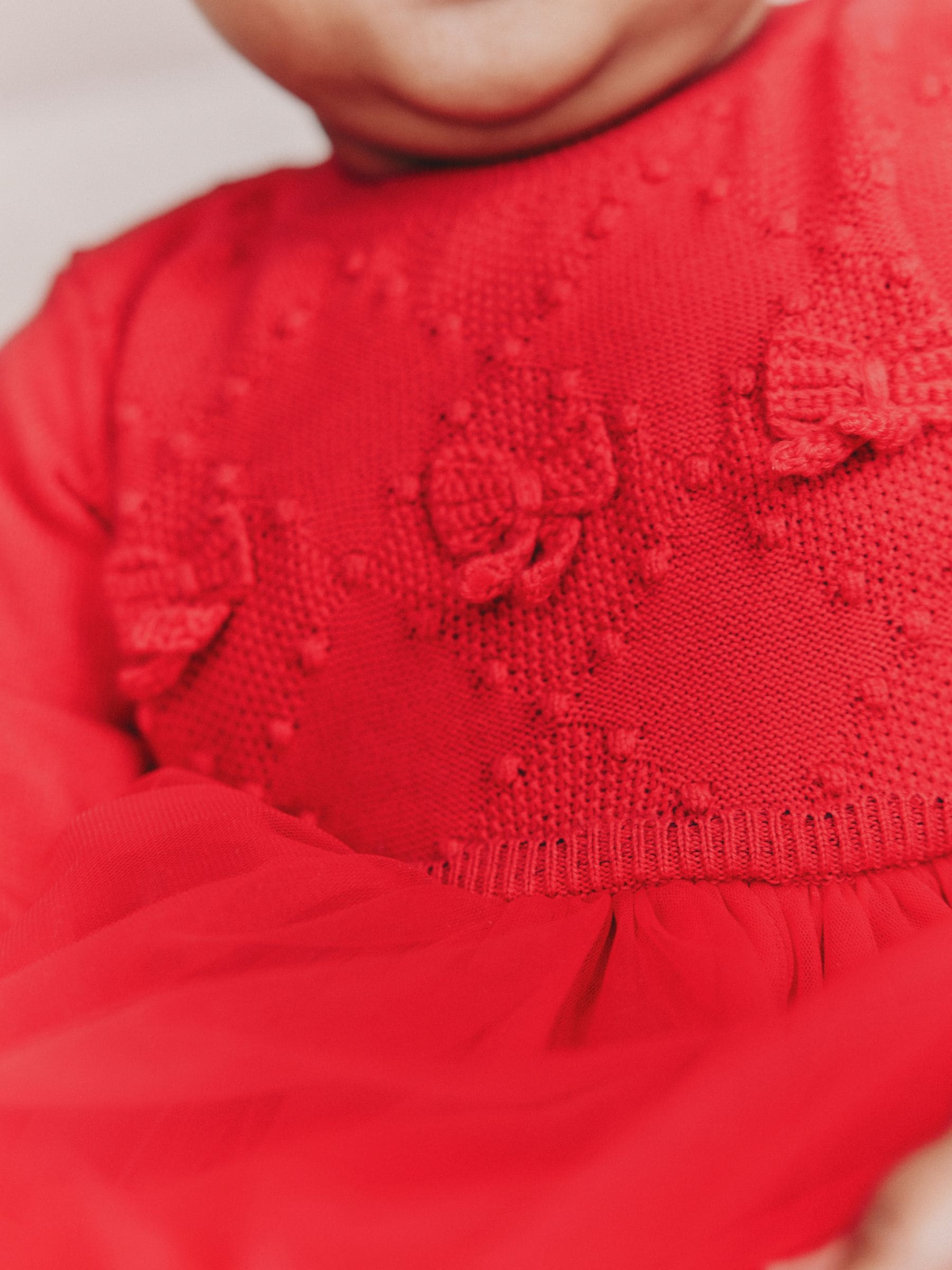 Rood - Twofer Gebreide Mesh Baby Jurk en Panty's 2 Pieces Set (0mths-2yrs)