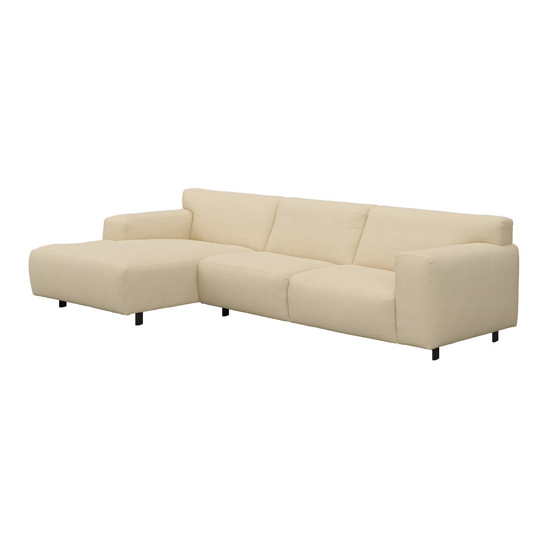 Vesta 2,5-seter med sjeselong venstre I Tekstil Gianni Cream, standardsøm, sort metallben 10 cm, Comfort CM