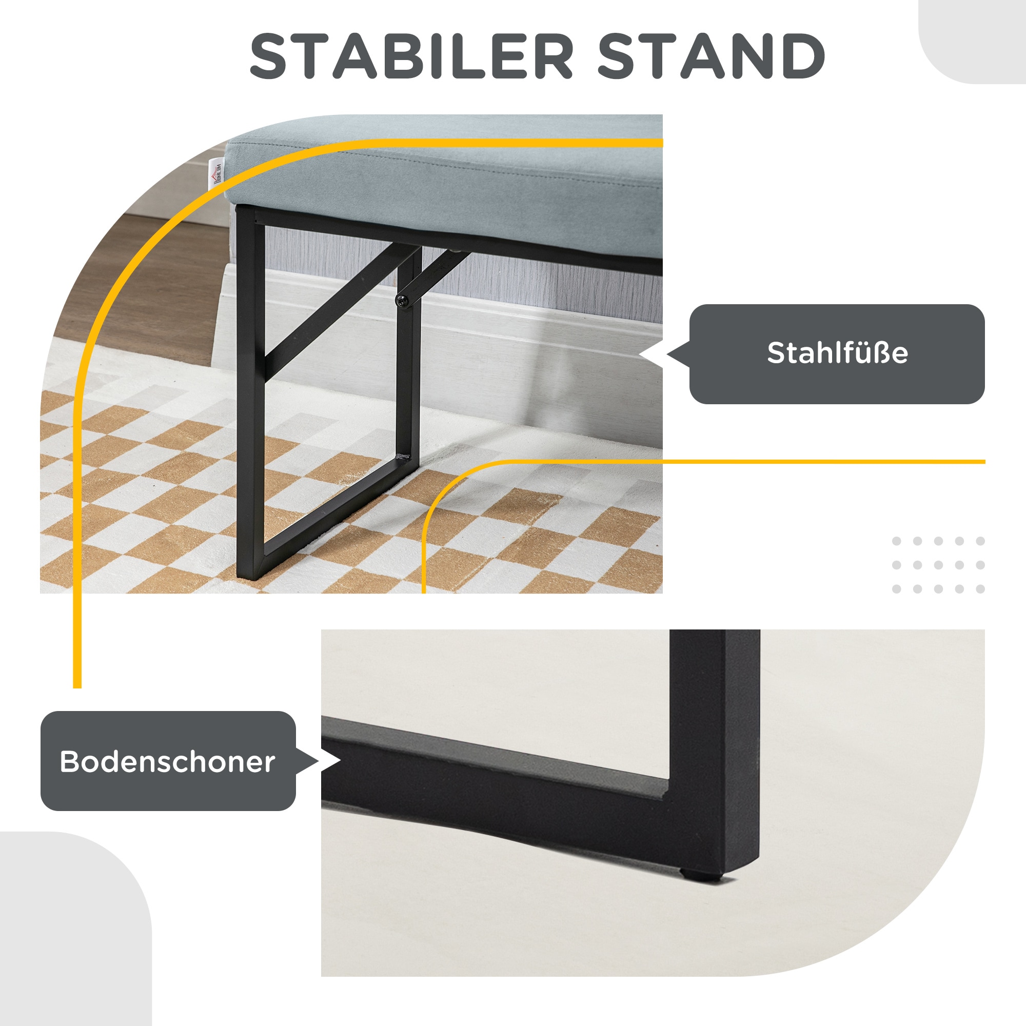 HOMCOM Sitzbank mit Samtoptik blau 100L x 35B x 47H cm