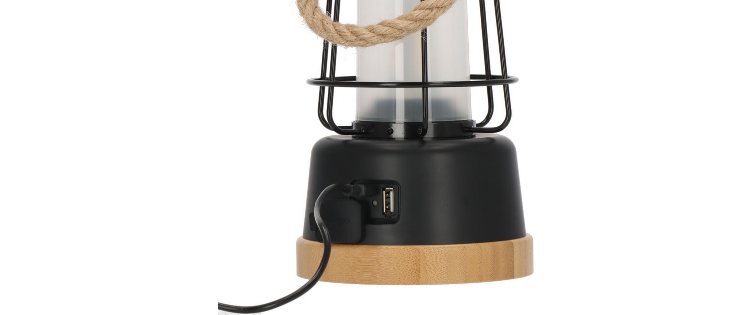 Campinglampe CAL 1 AkkuOutdoor Lampe mit Hanfseil und Bambussockel