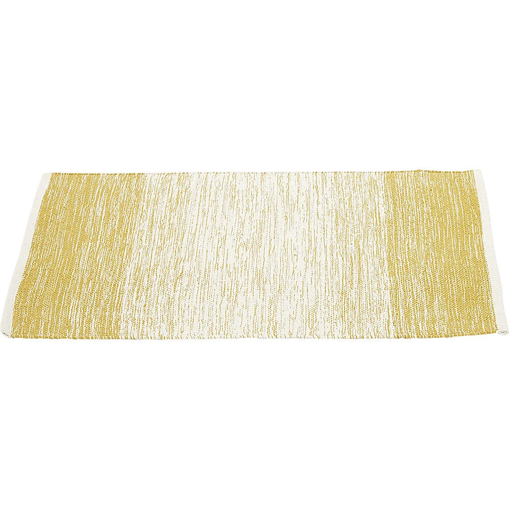 Tapis rectangulaire dégradé rayure blanche et jaune moutarde