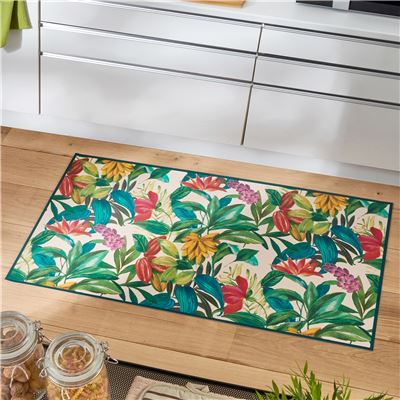 Tapis vinyle fleurs multicolores - BECQUET CRÉATION
