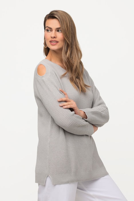 Pullover, Patentstrick, Cut-Outs, Rundhals, Langarm