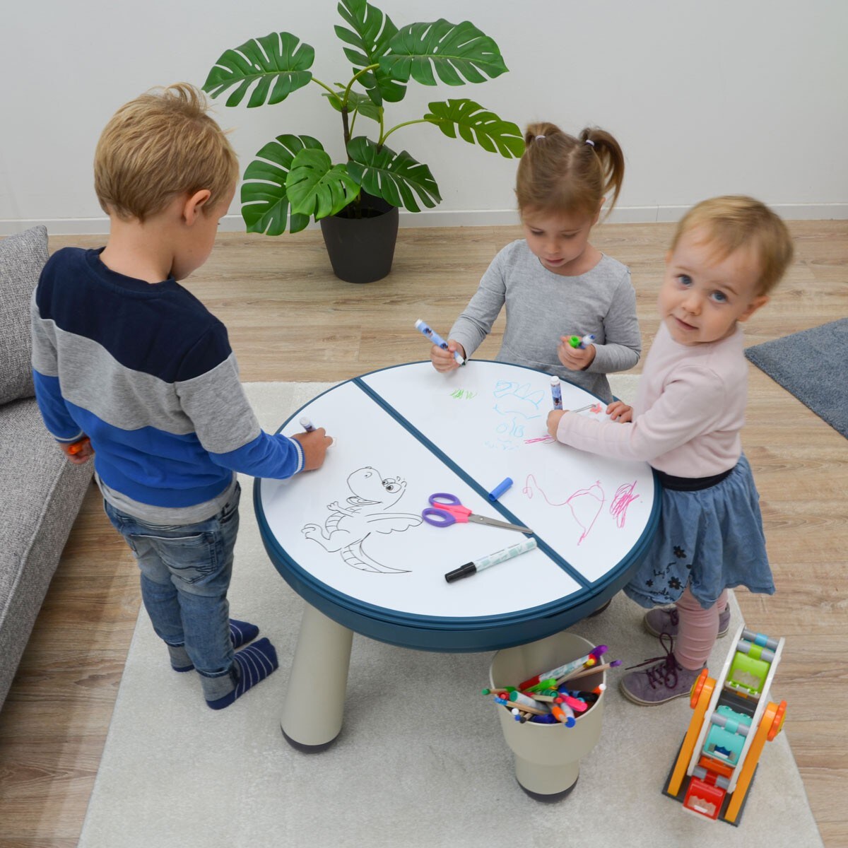 3-in-1 Kinder Spieltisch mit Platte für Bausteine - Kindertisch mit Stuhl