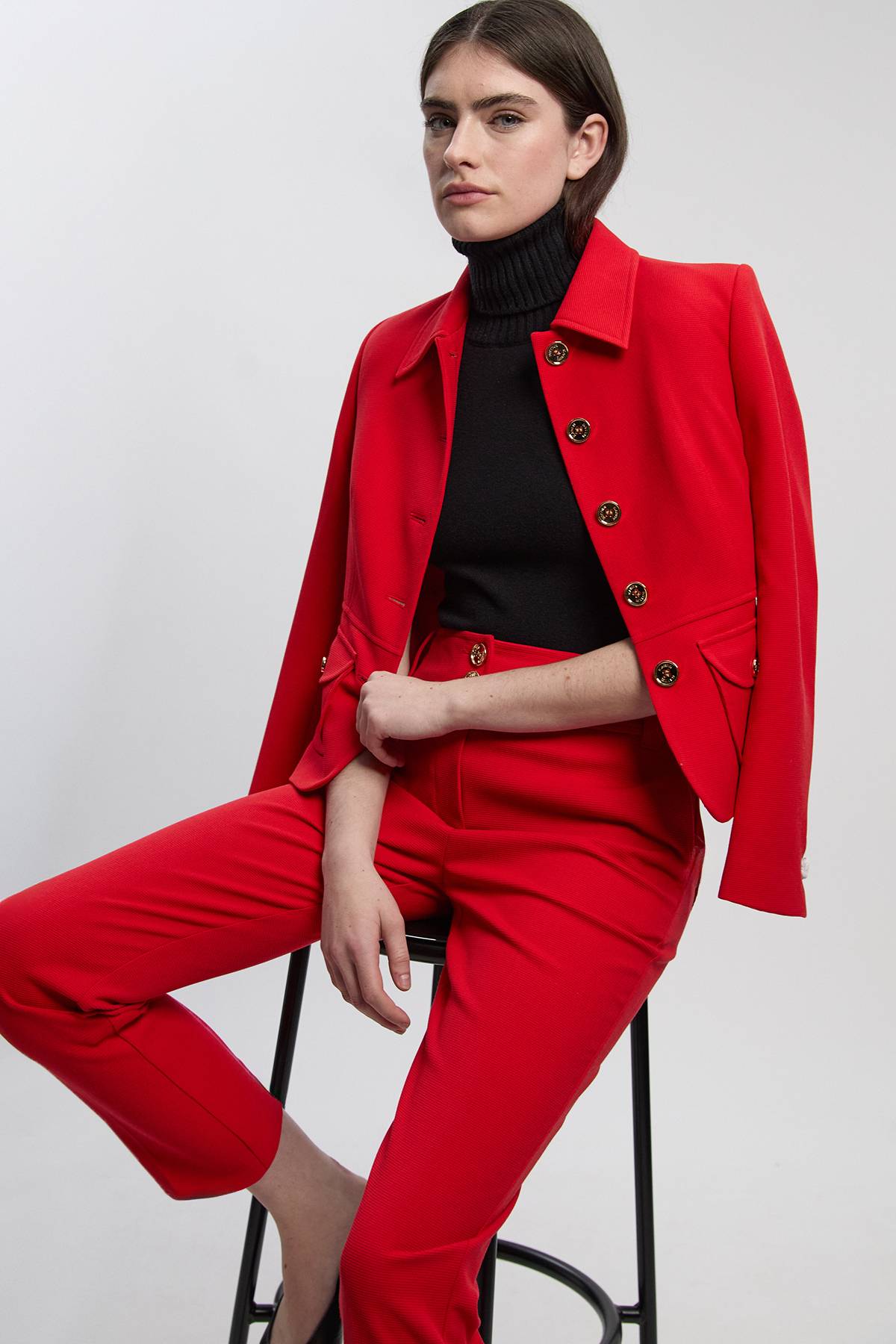 KarenMillen Veste Ajustée Texturée en Tissu Stretch Compact