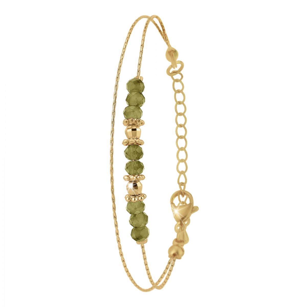 Bracelet double tour par SC Bohème orné de pierres de Jade