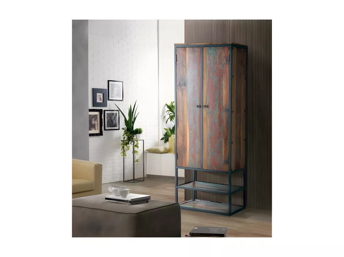 Armoire Bois-Métal Marron - Décoration d'Autrefois