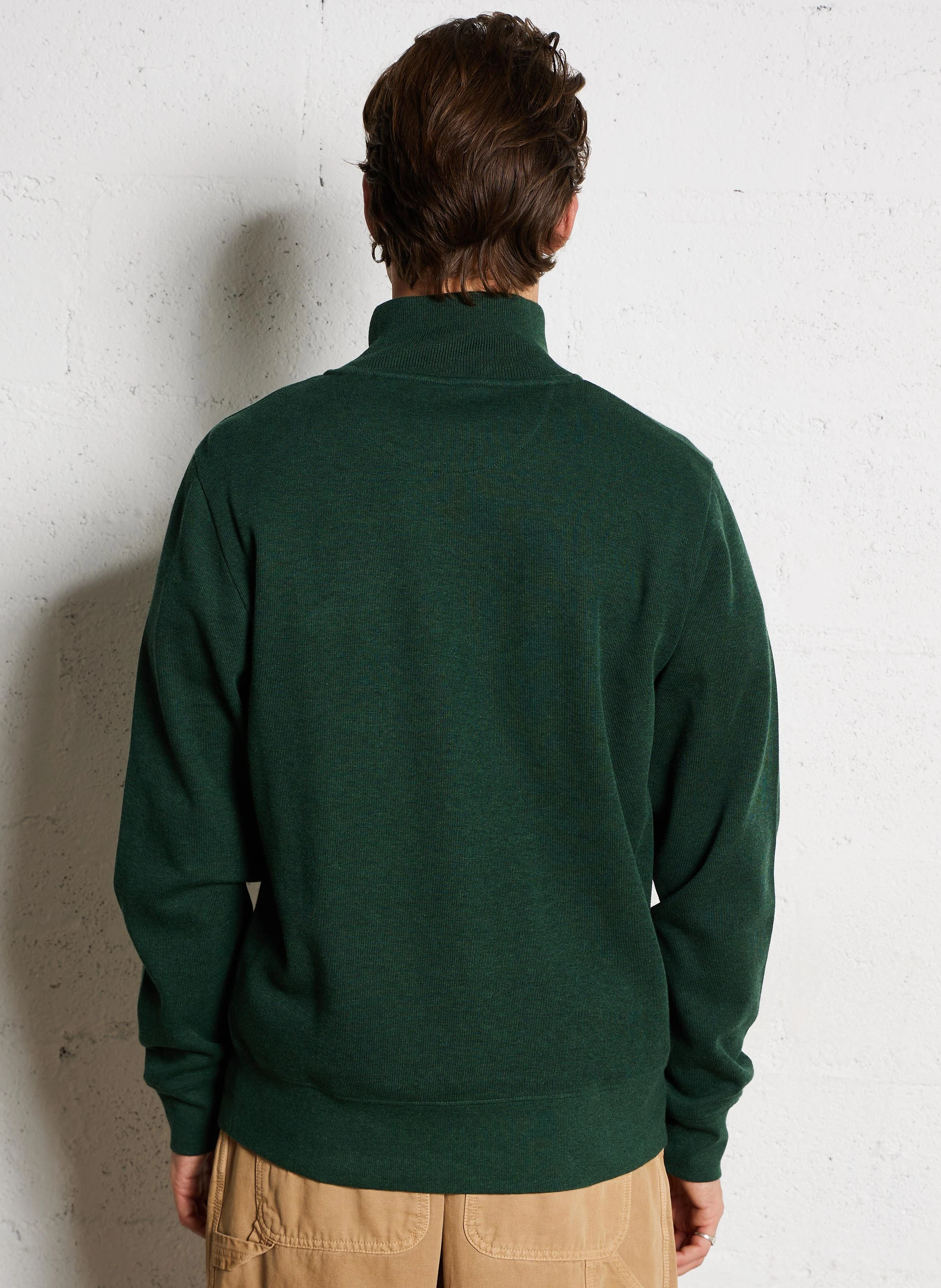 Pull col montant en coton | Vert