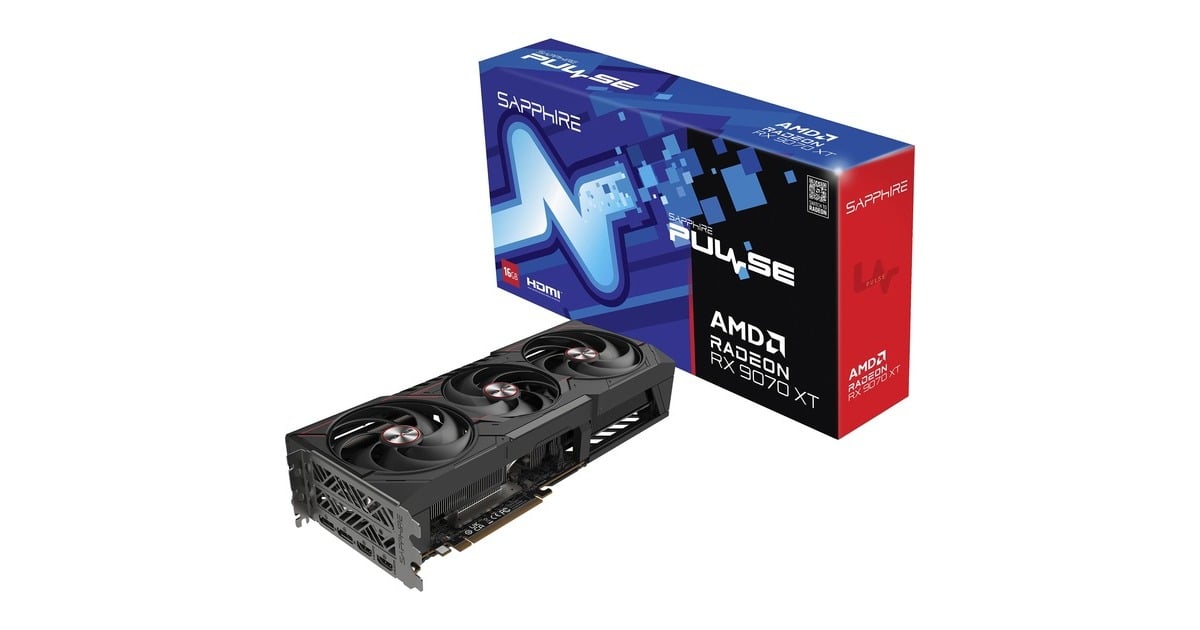 SAPPHIRERadeon RX 9070 XT Pulse grafische kaart  (Zwart, 2x DisplayPort, 1x HDMI 2.1, RDNA4)