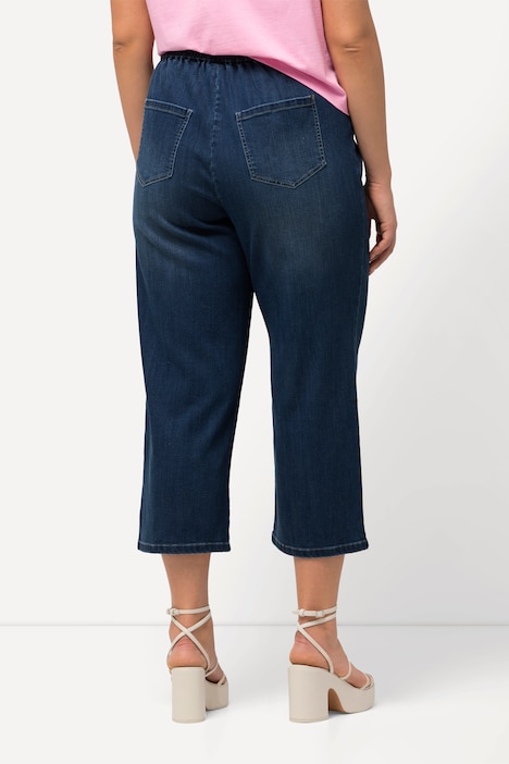 Lyocell-Culotte Rose, weites Bein, Elastikbund, Jeansoptik