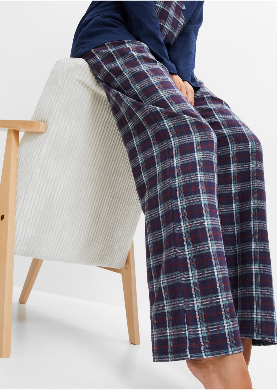 Pyjama avec application et pantalon tissé en flanelle