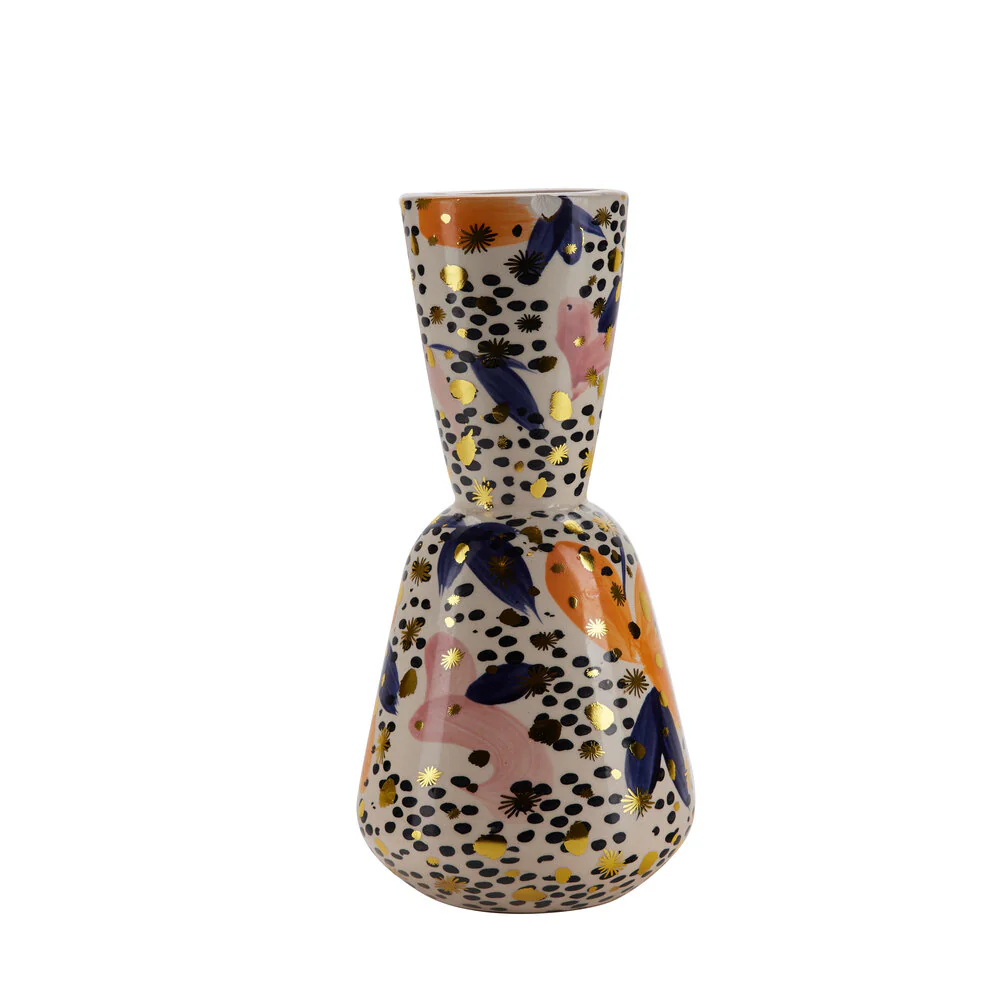 Bahne Interior  Vase m.farvede prikker - orange/mørke blå
