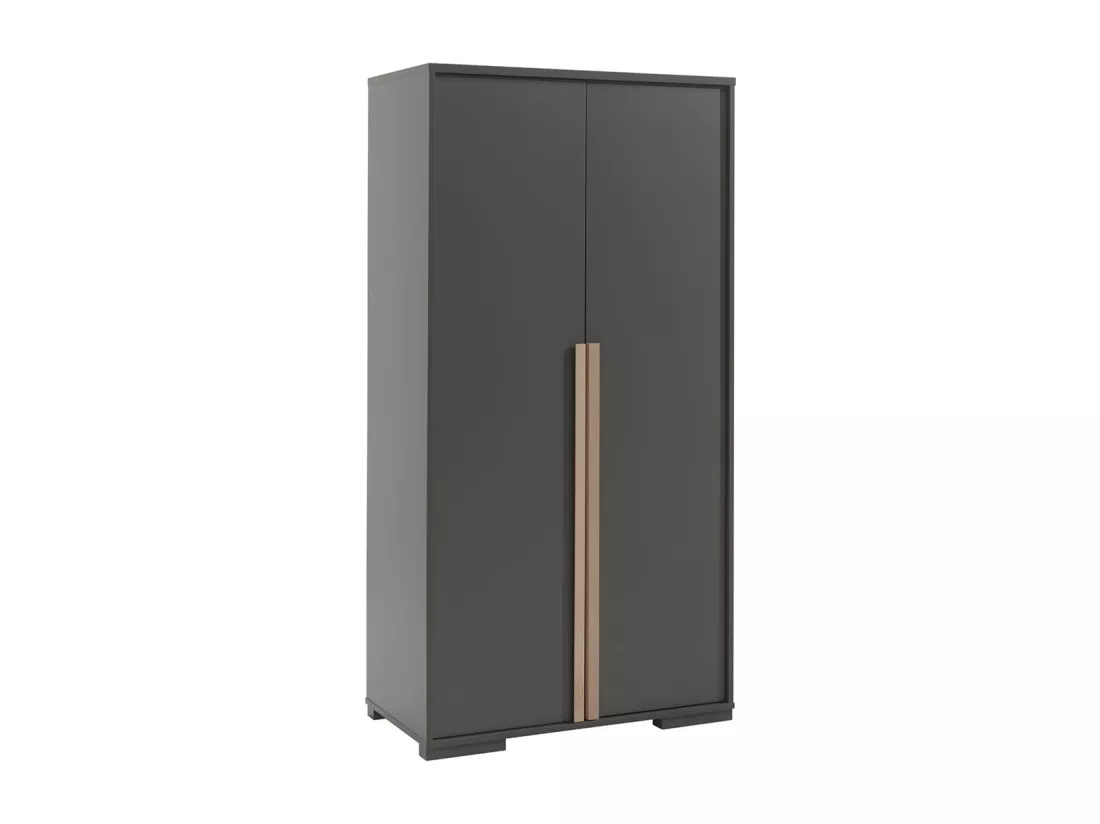 NASH DARK - Lit 90x200cm + Chevet + Armoire 2P + Bureau