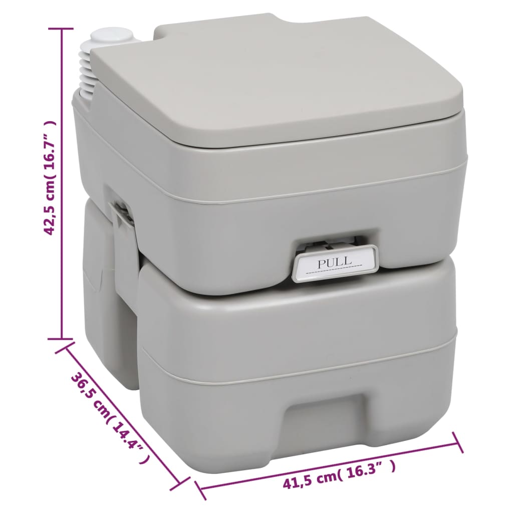 Conjunto de vaso sanitário portátil e reservatório de água Vidaxl para camping, 41,5 x 36,5 x 42,5 cm