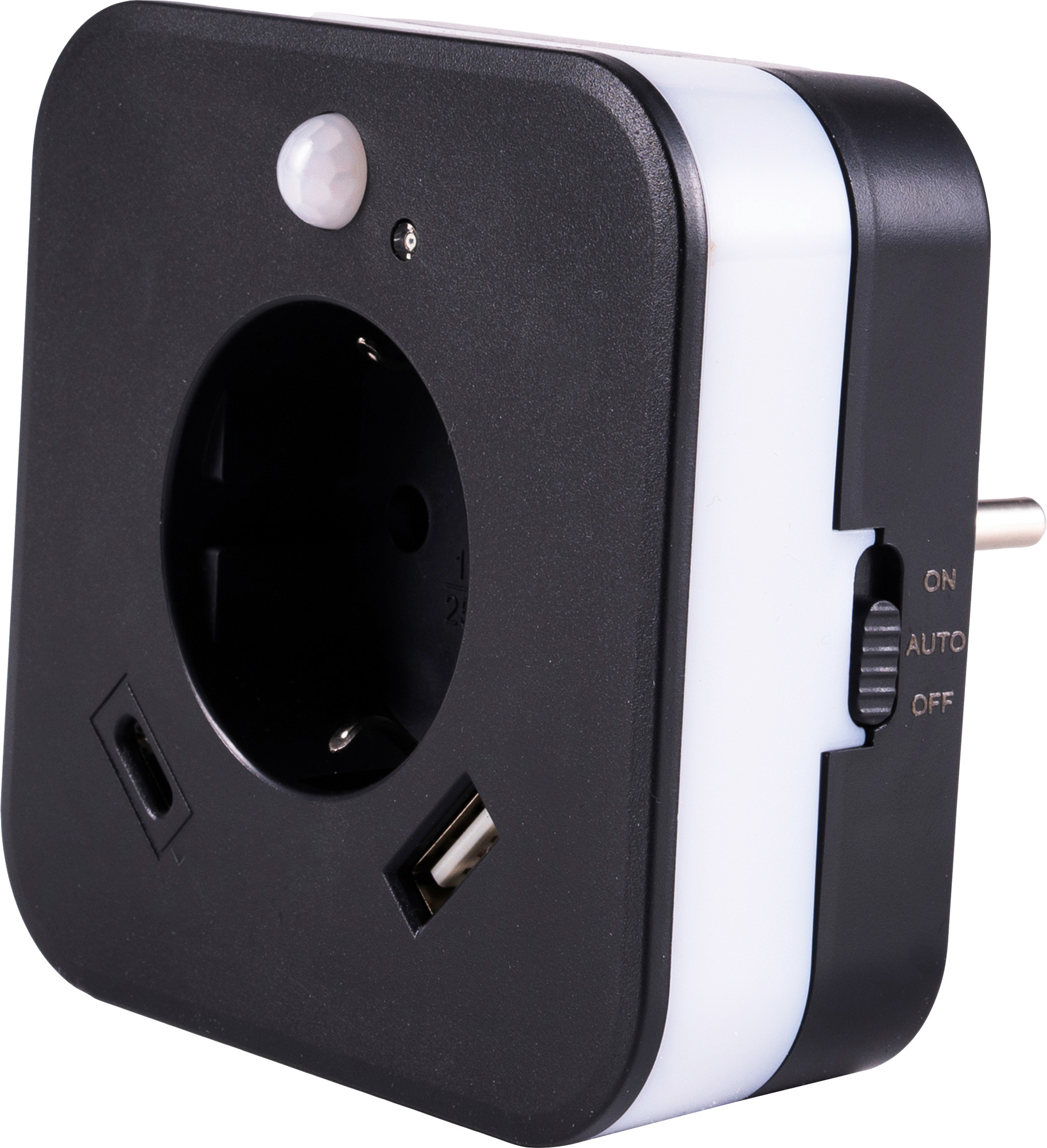 InnTec LED Nachtlicht SLED02C mit Bewegungssensor / Steckdose / USB-A / USB-C anthrazit