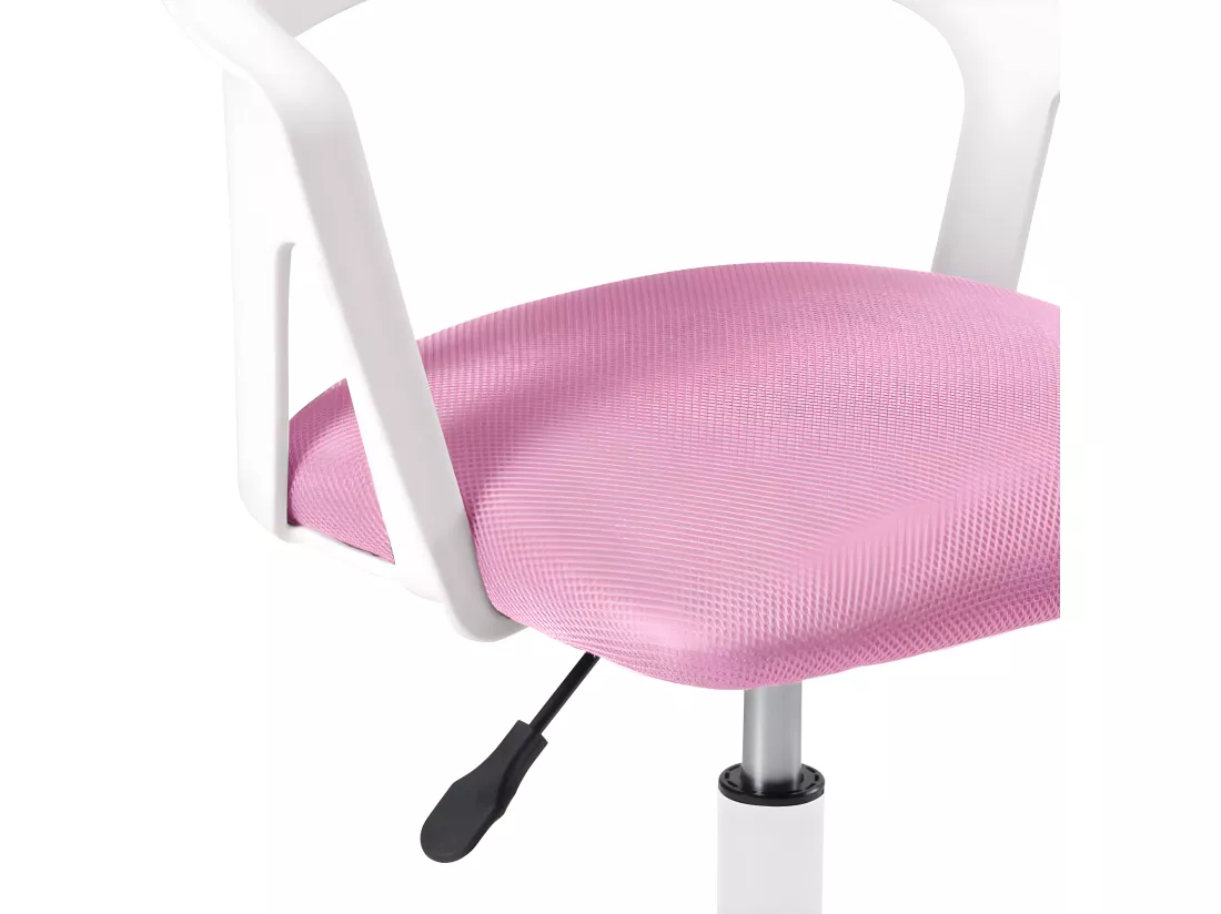 Chaise bureau roulettes accoudoir assise rembourée hauteur réglable pivotant AYA (blanc rose)