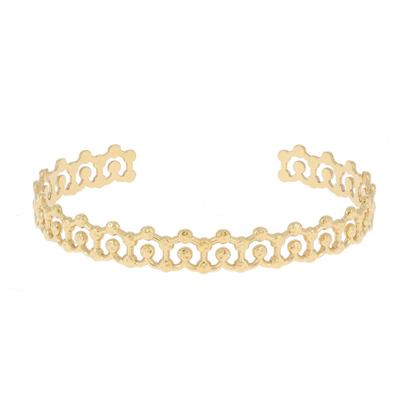 Bracelet rigide en acier doré ajustable