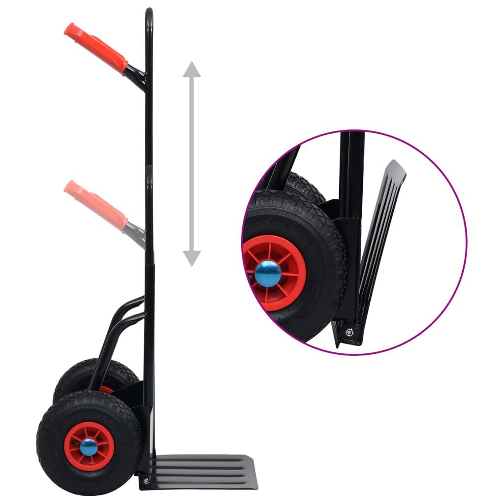 vidaXL Telescopische handwagen, 200 kg, zwart en rood