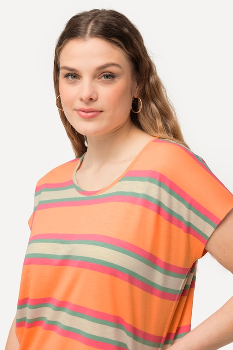 T-Shirt, Ringel, Oversized, Rundhals, ärmellos