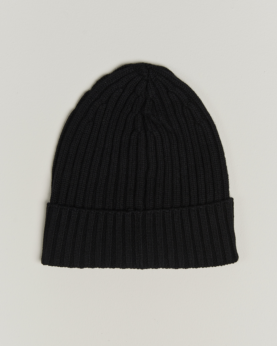 Piacenza Cashmere Ribbed Cashmere Beanie Black