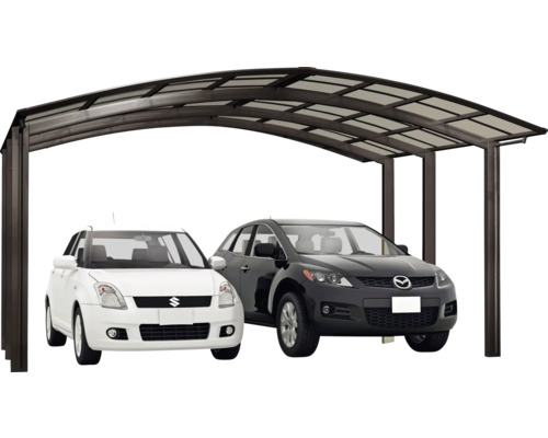 Dubbele carport Ximax Portoforte type 60 M uitvoering, geanodiseerd aluminium, 542,3 x 495,4 cm, matbruin