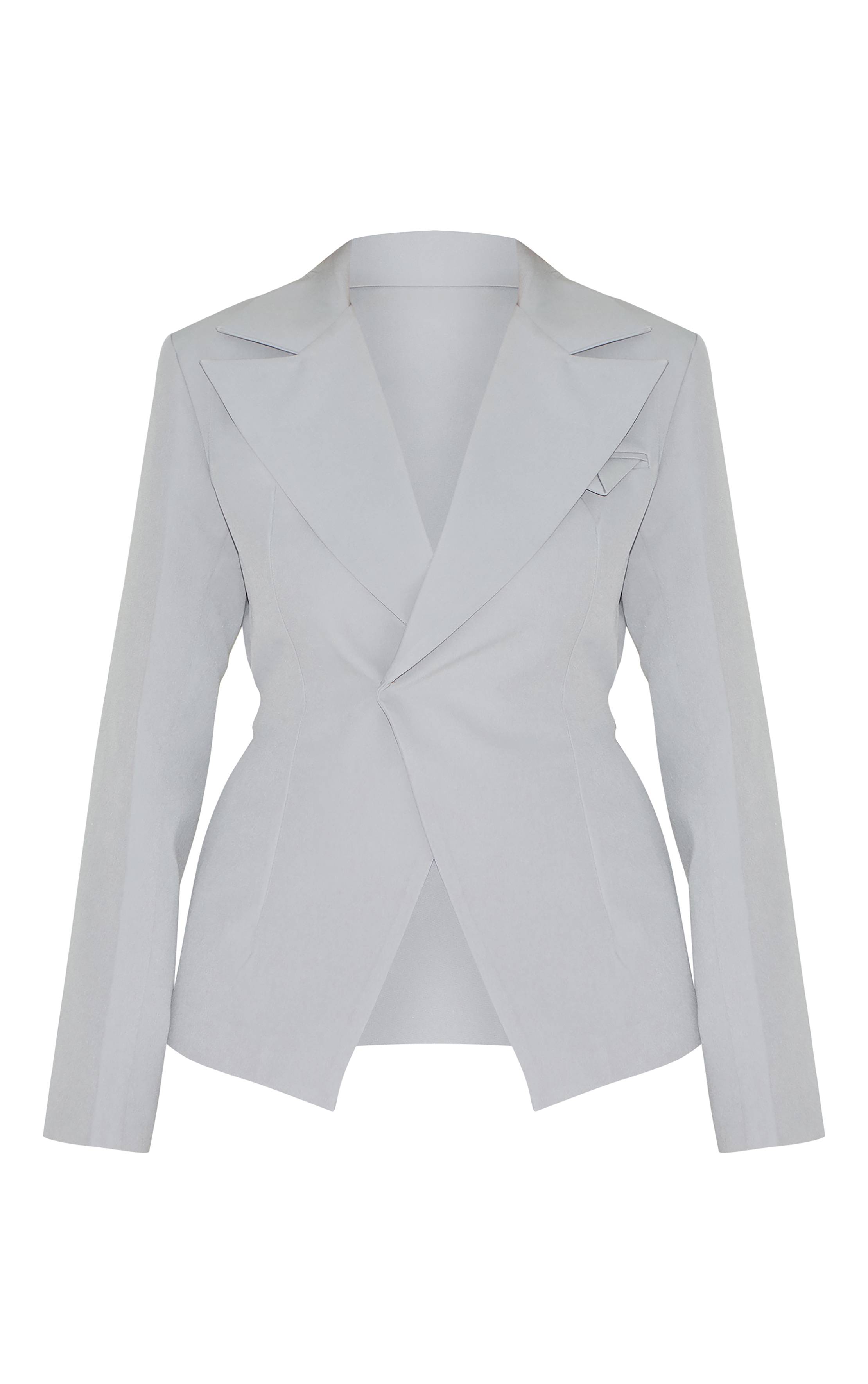 Gris Clair Blazer Ajusté Asymétrique Croisé Avec Taille Ajustable Shape
