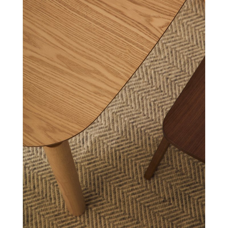 Table carrée Indara en placage de frêne avec finition naturelle 100 x 100 cm