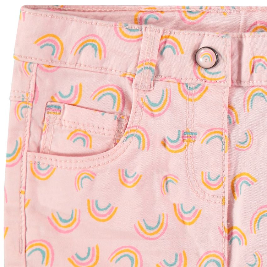 Pantalon slim imprimé arcs-en-ciel all-over - Rose