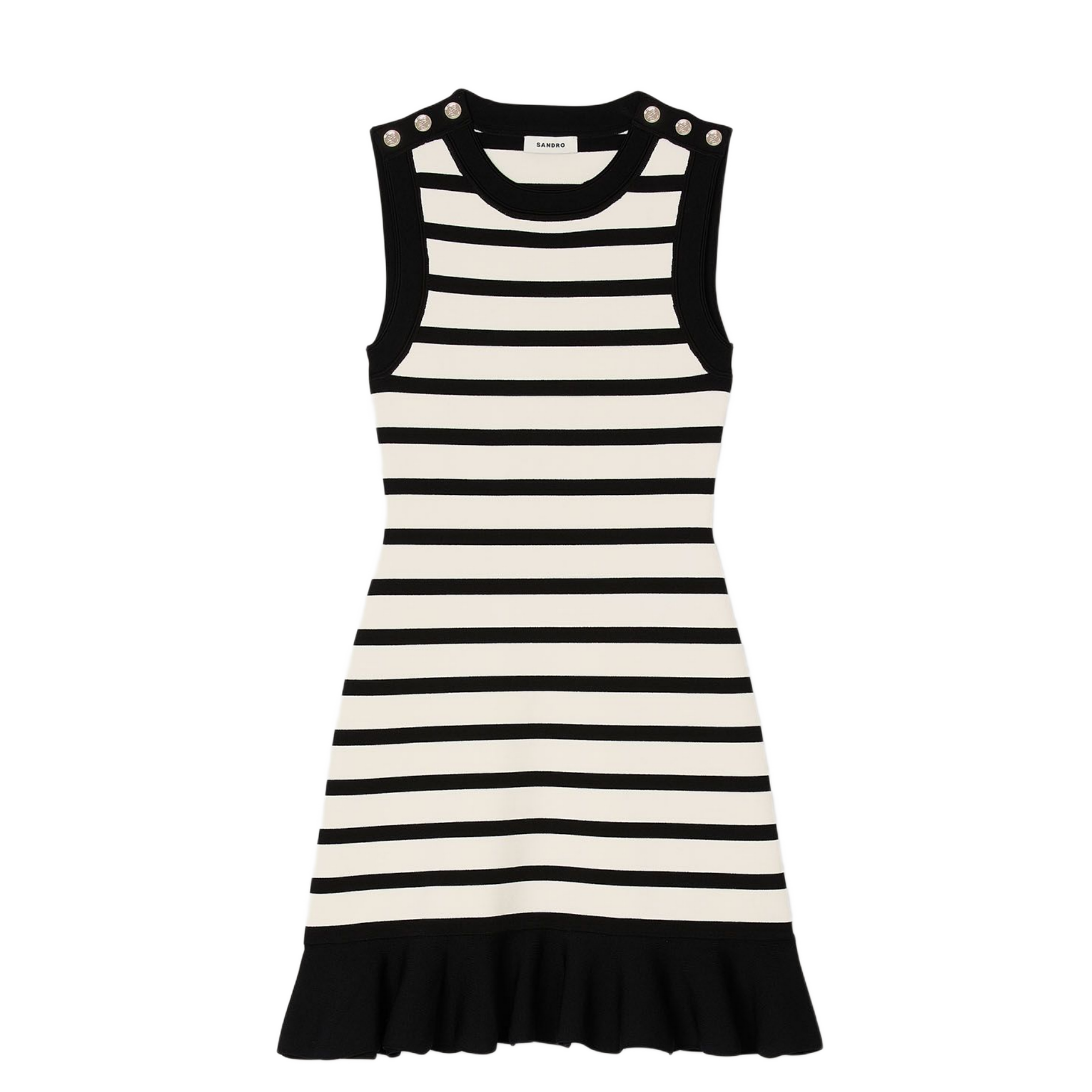 Robe courte sans manches en maille rayée | Blanc