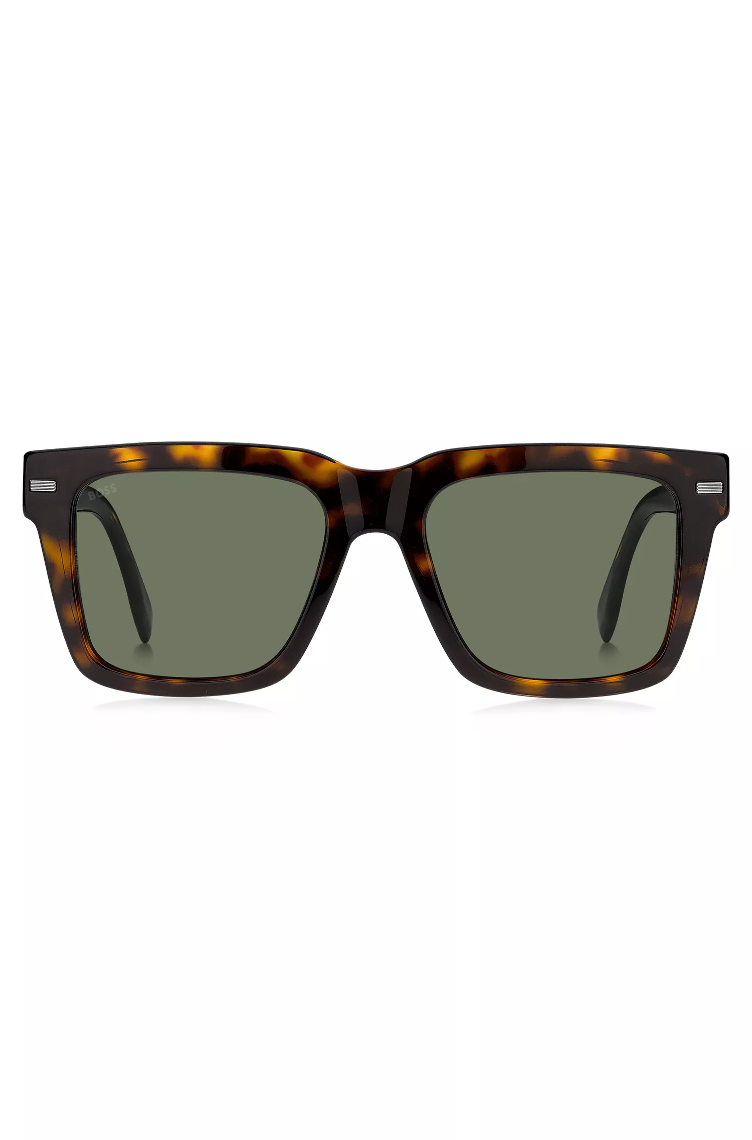 Óculos de sol BOSS em bioacetato preto-Havana com rebites estampados.