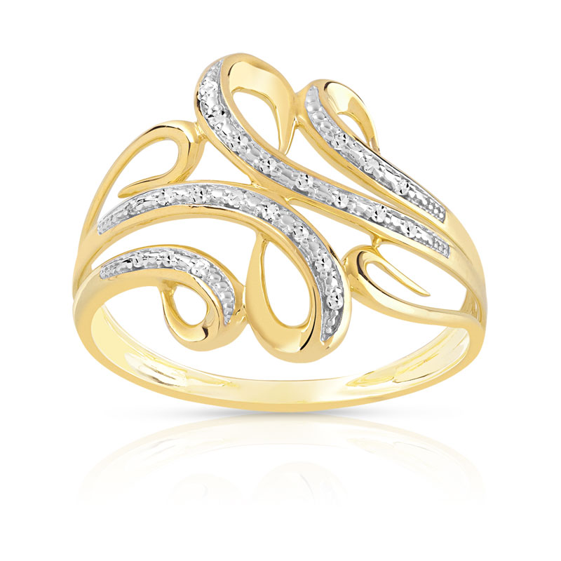 Bague or 375 2 tons diamants